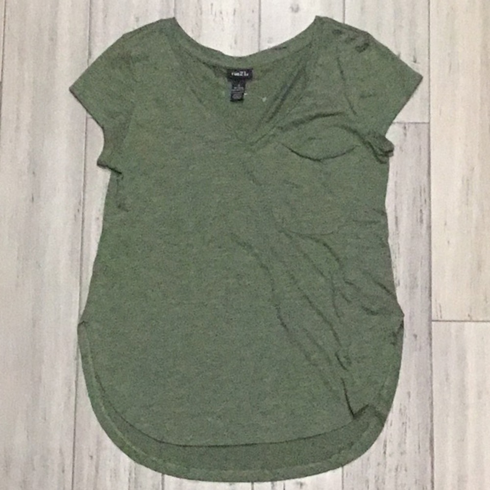 Green V neck shirt